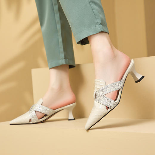 优雅百搭，尖头真皮高跟凉拖GLS602 商品图1