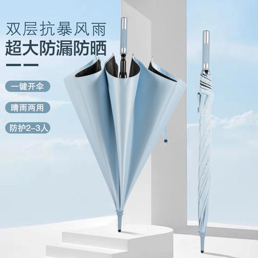 「双层伞面！8骨加大」新款创意高尔夫雨伞 居家日用配色手柄商务黑胶自动晴雨伞加大 商品图0