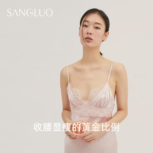 真丝睡裙INS推荐性感吊带裙SANGLUO桑罗蕾丝桑蚕丝绸睡衣家居服女 商品图2