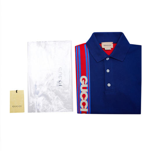 GUCCI 古驰 童装条纹红蓝拼接编织logo翻领POLO衫短袖 711540XJEX7 商品图2