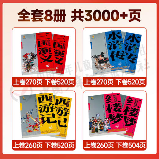 四大名著全套原著白话美绘版正版小学生版儿童版三国演义水浒传红楼梦西游记中国古典文学名著一二年级课外故事书儿童 商品图2