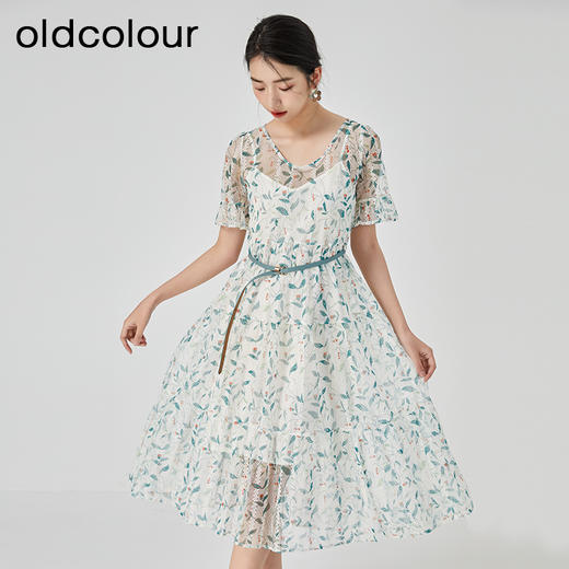 oldcolour2023夏季新款清新淡雅收腰显瘦碎花连衣裙女GN21101727 商品图2