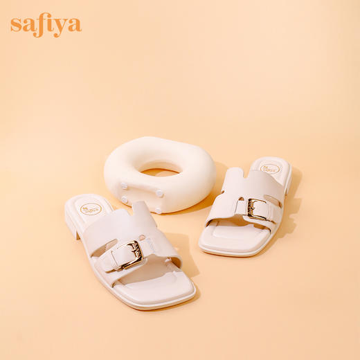 Safiya/索菲娅2023夏季新品简约通勤低跟皮带扣真皮露趾凉拖鞋 SF32110170 商品图8