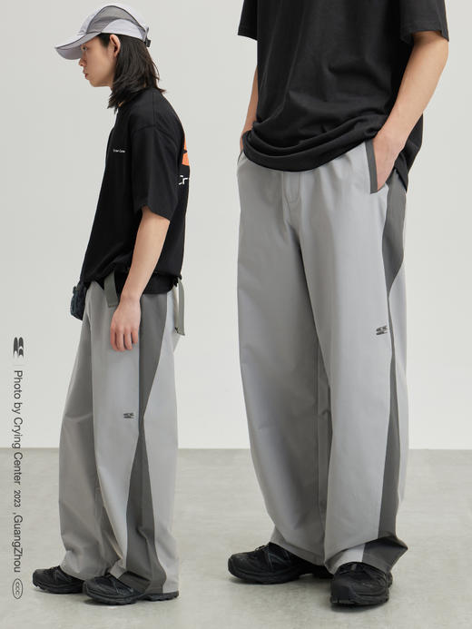 CryingCenter 中性灰利落拼接低腰抽绳风衣速干工装裤 哭喊中心 商品图2