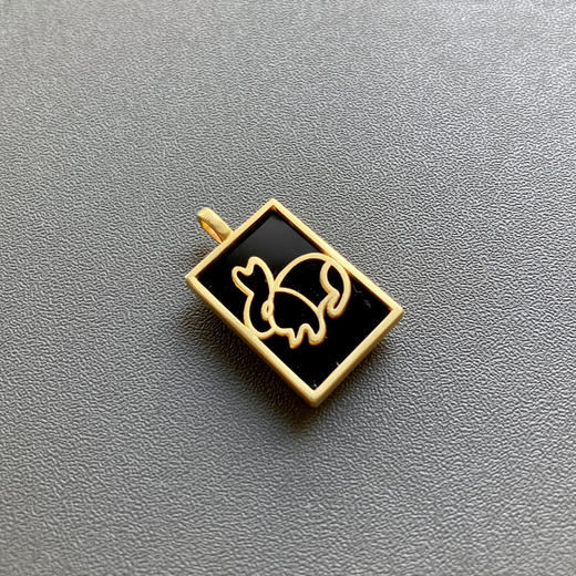 高冰种墨翠平安无事牌兔年生肖18k黄金镶嵌 商品图4