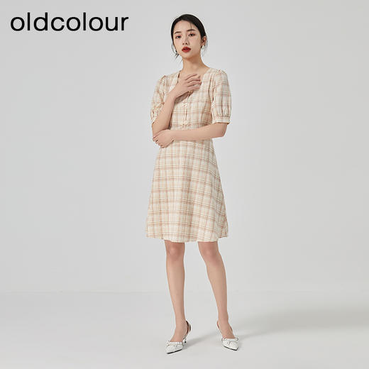 oldcolour2023夏季新款甜美气质小个子短款格纹连衣裙GN21101708 商品图3