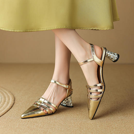 夏季新款，粗跟水钻包头凉鞋LD-6330 商品图8