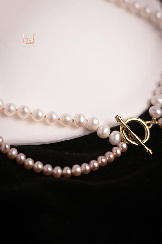 天然粉白珍珠双层多用设计项链 商品图4