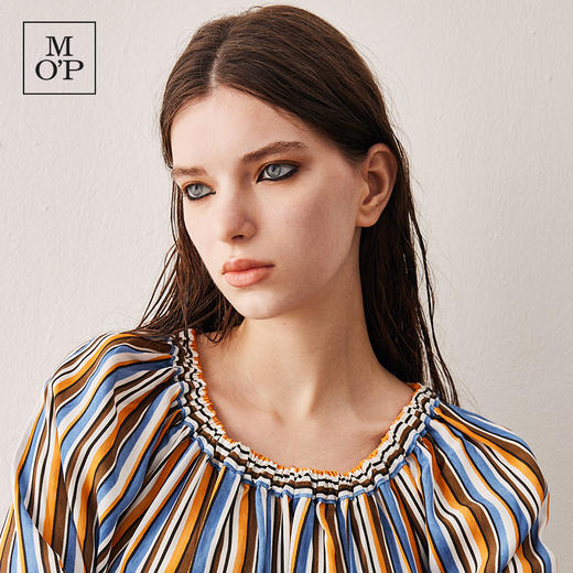 Marc O'Polo/MOP春夏圆领分割线条纹七分袖连衣裙女	354086221147 商品图1