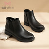 信诺真皮女士切尔西靴女小短靴2022冬季新款加绒软底平底妈妈鞋子22M969-121 商品缩略图2
