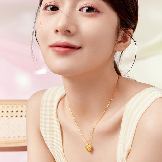 周六福新款爱心黄金项链女5G无极金系列计价足金项链送女友礼物 商品图3