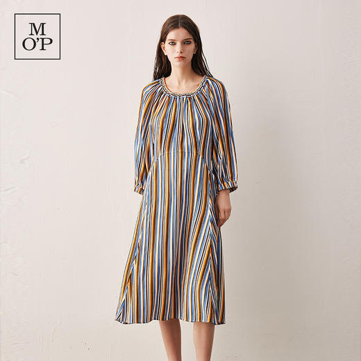 Marc O'Polo/MOP春夏圆领分割线条纹七分袖连衣裙女	354086221147 商品图0