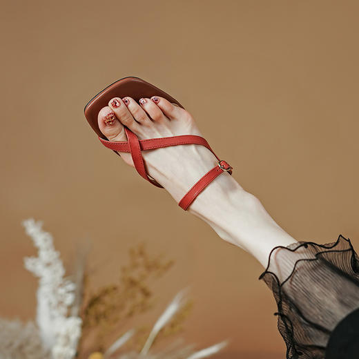 夏季新款，头层质感小牛皮条带夹趾凉拖鞋PS1320 商品图8