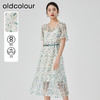 oldcolour2023夏季新款清新淡雅收腰显瘦碎花连衣裙女GN21101727 商品缩略图0
