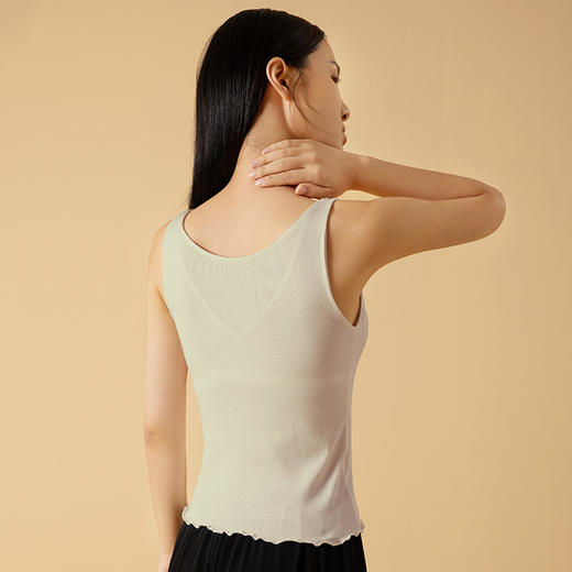 金三塔桑蚕丝绢棉罗纹带罩杯免穿文胸舒适背心搭配打底新品女士  NZFCB710 商品图2
