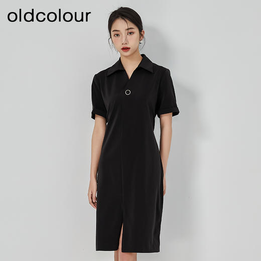 oldcolour2023夏季新款黑色气质高腰显瘦高级感连衣裙GN21101744 商品图3