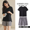 「两件套！四款配色」2023夏季短袖睡衣 女韩版短裤清新格子大码休闲家居服套装上衣裤子 商品缩略图2