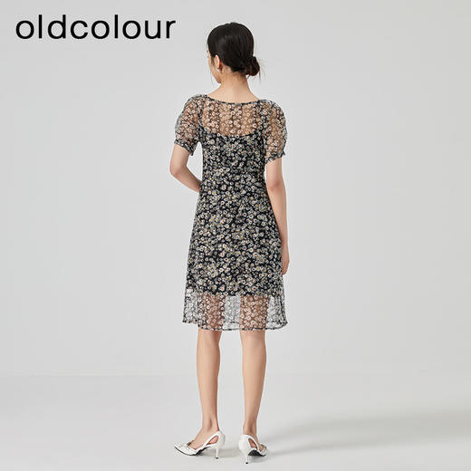 oldcolour2023夏季新款气质蕾丝吊带碎花连衣裙两件套GN21101726 商品图4