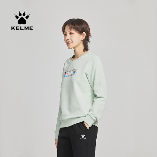 KELME卡尔美圆领卫衣女春季韩版时尚宽松休闲白色拼色字母上衣 商品图2