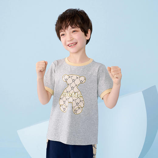 mettekids男童短袖t恤夏季新款凉感透气童装男孩卡通休闲圆领上衣 商品图3