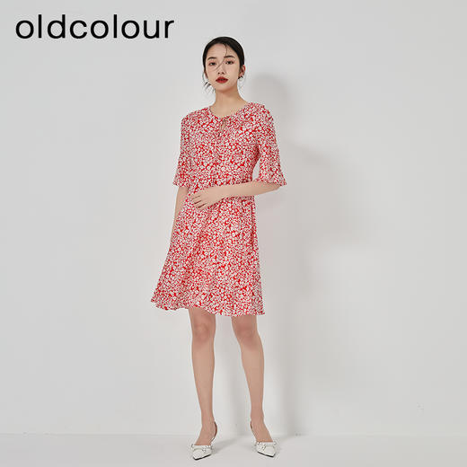 oldcolour2023夏季新款时尚气质高腰短款碎花连衣裙女GN21102792 商品图3