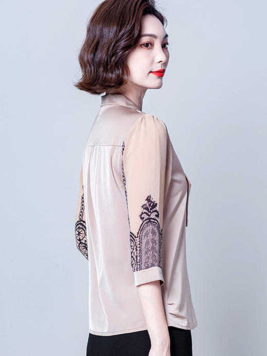 MZSMZ6032 七分袖雪纺衫女春装洋气中袖女士衬衫高级感中年妈妈宽松上衣夏季 商品图1