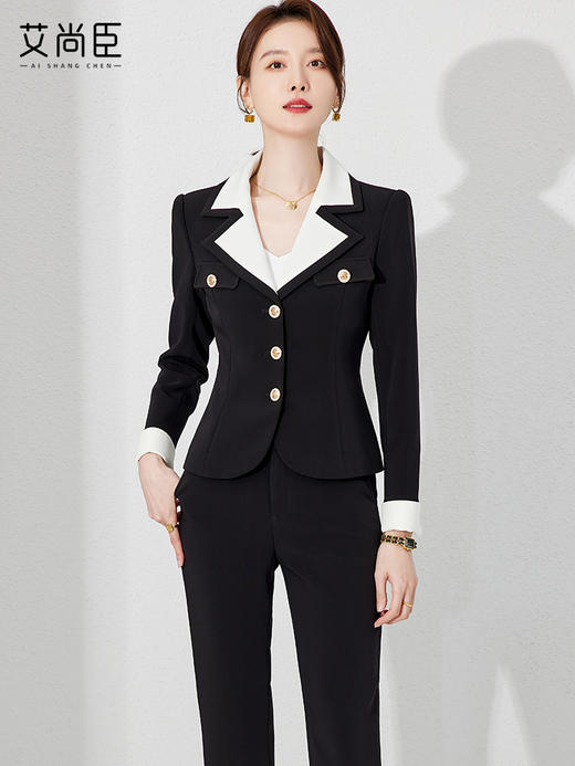 黑色西装套装女春秋小个子教资面试职业装正装通勤西服外套工作服 商品图1
