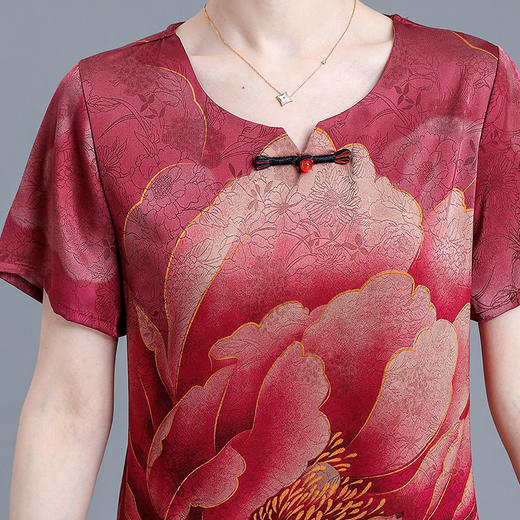 修身时尚，气质A字裙中长款印花大码妈妈装连衣裙QYM-FL-23H8020-L 商品图3