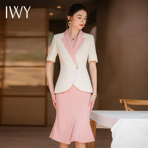 IWY/气质西服女套裙时尚干练气质职业西装两件套显瘦职业装工作服CS1791 商品图1