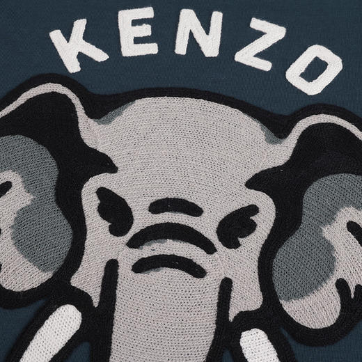 【超惠秒】KENZO 高田贤三 男士灰象针织雕花logo深蓝色百搭短袖T恤 11231 商品图5