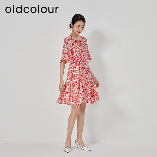 oldcolour2023夏季新款时尚气质高腰短款碎花连衣裙女GN21102792 商品图2