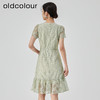 oldcolour2023夏季新款绿色清新淡雅V领A字碎花连衣裙GN21101731 商品缩略图4