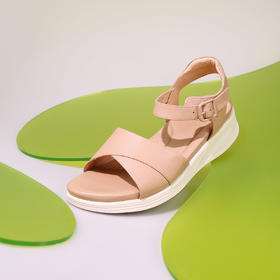 Safiya/索菲娅2023新品夏季舒适真皮软底休闲防滑露趾坡跟凉鞋 SF32115164