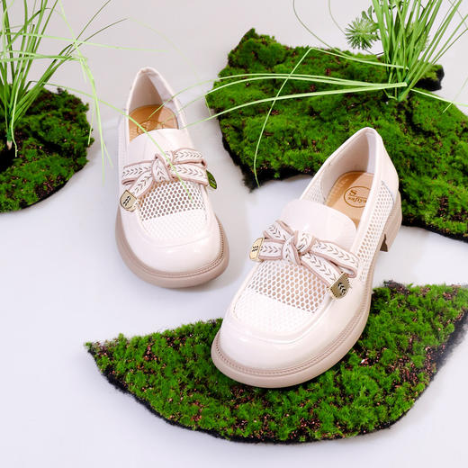 Safiya/索菲娅2023春季新品麦穗蝴蝶结网面休闲软底英伦JK小皮鞋 SF31112427 商品图11