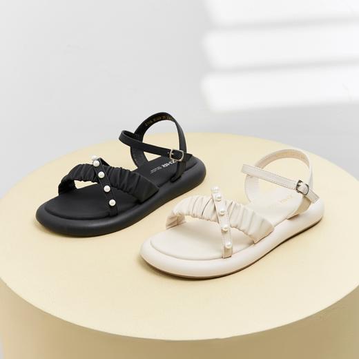 ZHR法式珍珠凉鞋女2023夏季新款仙女气质交叉一字带凉鞋软底轻便 商品图5