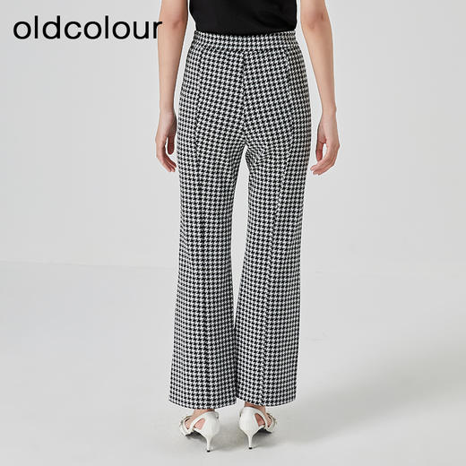 oldcolour复古高腰微喇裤2023夏新款格子百搭休闲裤女GN21073737 商品图4