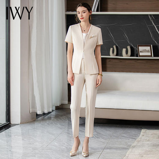 IWY/短袖职业西装套装女夏季薄款气质上班时尚休闲高端名媛工作服CP1807 商品图4