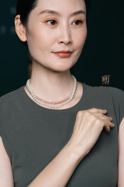 天然粉白珍珠双层多用设计项链 商品图1