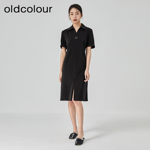 oldcolour2023夏季新款黑色气质高腰显瘦高级感连衣裙GN21101744 商品图2