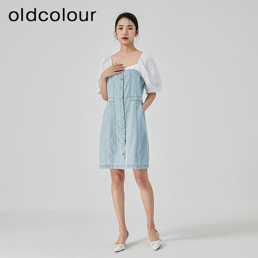 oldcolour2023夏季新款设计感小众方领纯棉牛仔连衣裙GN21107701 商品图3