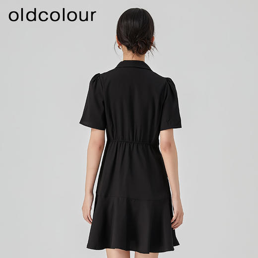 oldcolour2023夏新款赫本风小黑裙收腰显瘦西装连衣裙GN21101775 商品图4