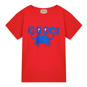 GUCCI 古驰 男女通用圆领纯棉卡通logo印花短袖童装T恤 722401XJEZF