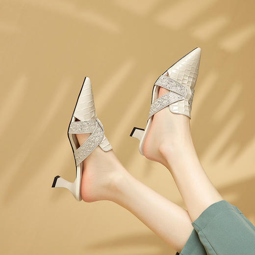 优雅百搭，尖头真皮高跟凉拖GLS602 商品图4