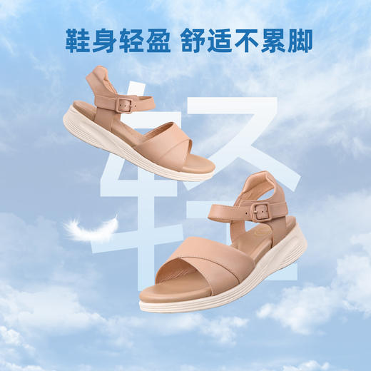 Safiya/索菲娅2023新品夏季舒适真皮软底休闲防滑露趾坡跟凉鞋 SF32115164 商品图3