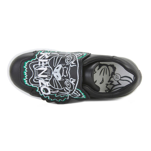 KENZO 高田贤三 男童黑色牛皮老虎头刺绣休闲板鞋 K59055 商品图4