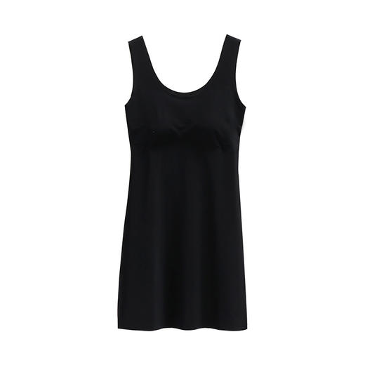 无痕简约带胸垫背心长裙女士薄款纯色美背内衣修身显瘦吊带连衣裙 商品图4