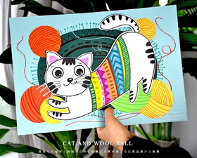 《地毯上的小花猫》色彩与线描装饰【自动发货：下单后，点击手机短信中收到的链接，即可获取文件下载的链接；如有任何问题，可添加客服微信hm33268获得帮助】