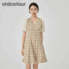 oldcolour2023夏季新款气质小清新泡泡袖V领格子连衣裙GN21101704 商品缩略图2