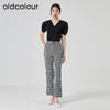 oldcolour复古高腰微喇裤2023夏新款格子百搭休闲裤女GN21073737 商品缩略图2