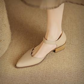 一字扣包头凉鞋，粗跟通勤凉鞋工作单鞋DTN-S6277